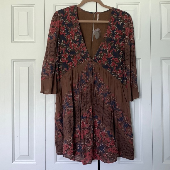 Bohemian Mini Dress with Bell Sleeves - Free People Heatwave Mini Dress - Picture 2 of 5